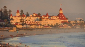 Hotel Del Coronado captured from a roof top patio at sunset